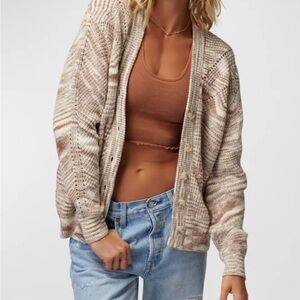 Spiritual Gangster Striped Knit Sweater in Cream and Brown